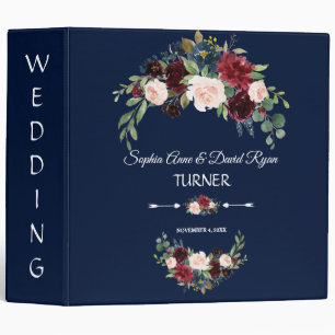 Classeur Charm Merlot Marine Bleu Blush Floral Wedding Albu
