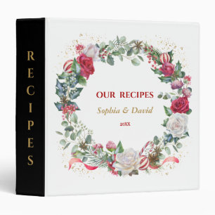 Classeur Charm Vacances d'hiver Wreath Gold Recettes Mariag