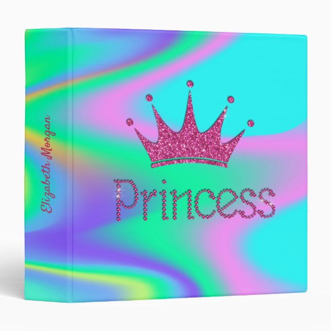 Classeur Charmant Chic Diadème Princesse Holographique (Devant/Côté)