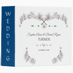 Classeur Charme Blanc Orchidée Fleurs Mariage Album
