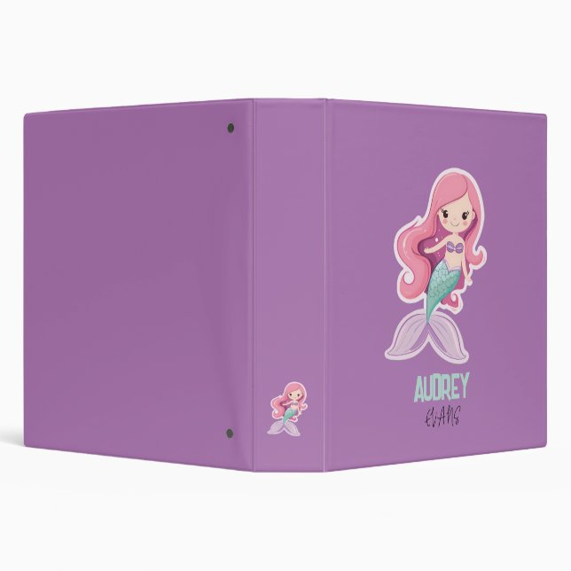 Classeur Charming magret Pastel Mermaid avec nom enfant (Arrière-plan)