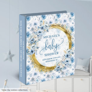 Classeur Charming Pastel Blue Gold Flowers Baby Ring Classe