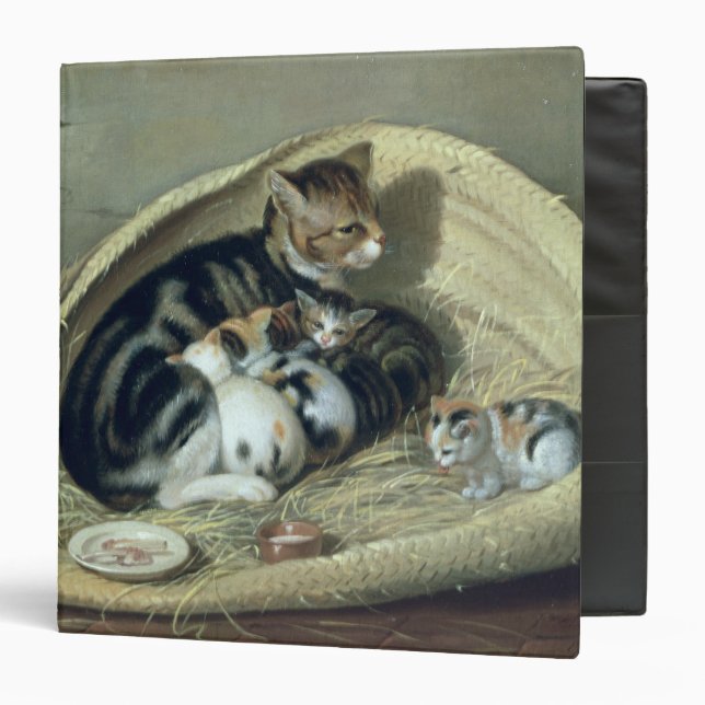 Classeur Chat avec ses chatons dans un panier, 1797 (Devant/Intérieur)