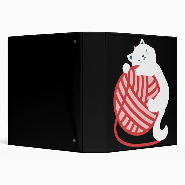 Classeur Chat blanc mignon avec boule de fil (Arrière-plan)