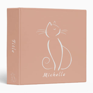 Classeur Chat Blanc Minimaliste Sur Ajouter Un Nom Rose