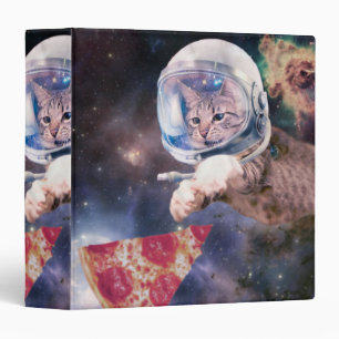 Classeur Chat d'astronaute chassant une tranche de pizza