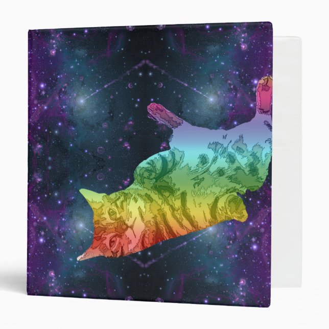 Classeur Chat de Kitty de l'espace d'arc-en-ciel flottant (Devant/Intérieur)