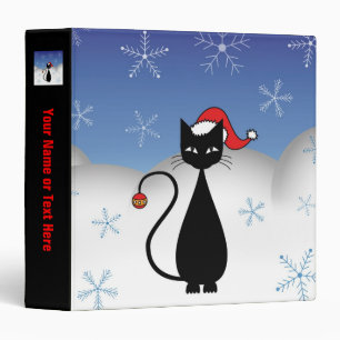 Classeur Chat de Noël avec des flocons de neige