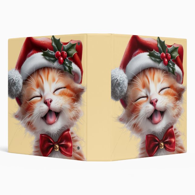 Classeur Chat de Noël mignon avec chapeau de Père Noël et C (Arrière-plan)