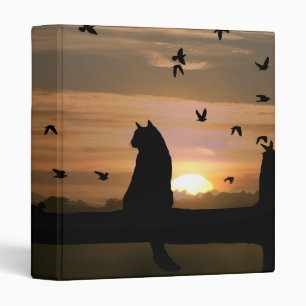 Classeur Chat et oiseaux au coucher du soleil 3 anneau clas