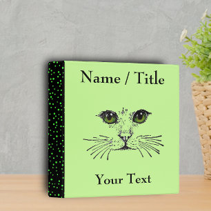 Classeur Chat Face Vert Yeux Whiskers