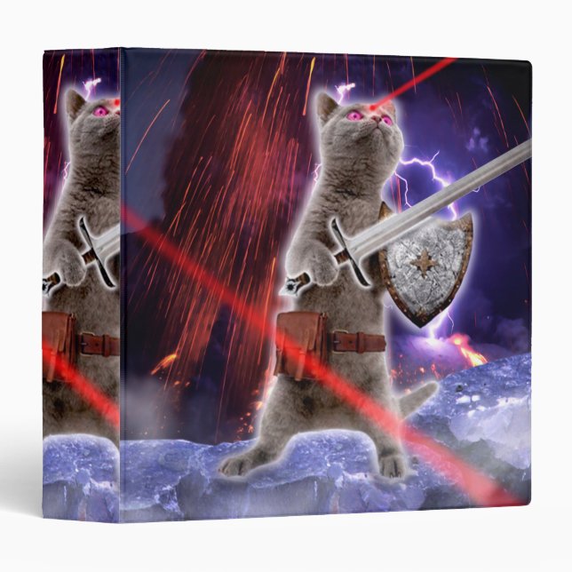 Classeur Chat guerrier avec lasers de l'oeil (Devant/Côté)