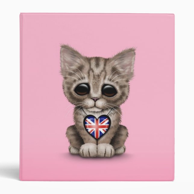 Classeur Chat mignon de chaton avec le coeur britannique de (Devant)