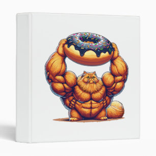 Classeur Chat Musclé qui Soulève un Beignet