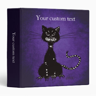 Classeur Chat noir malin Halloween Goth pourpre