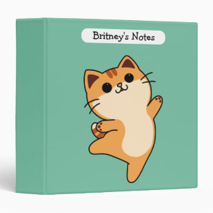 Classeur Chat orange de dessin animé dansant, personnalisab