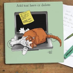Classeur Chat Orange Drôle Ordinateur Portable Vert Travail