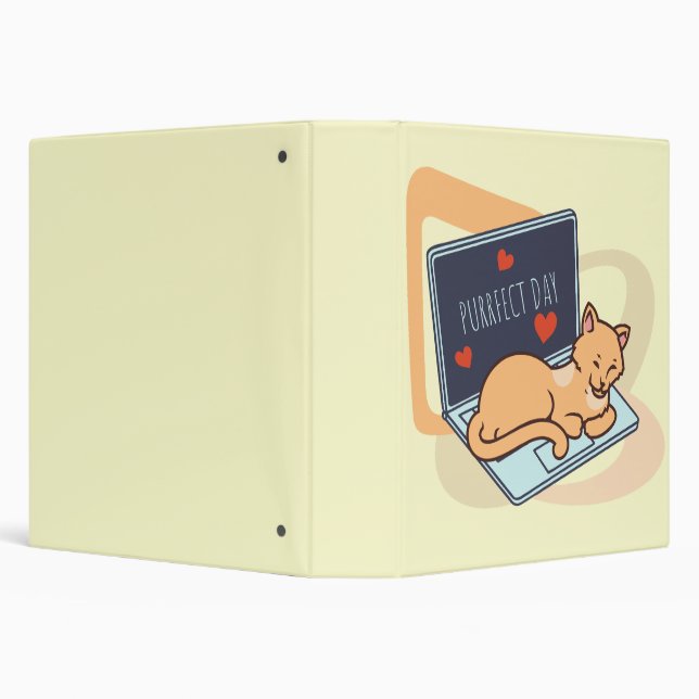 Classeur Chat ordinateur couché mignon (Arrière-plan)