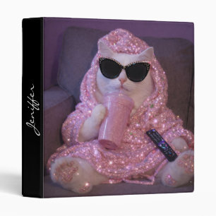 Classeur Chat paresseux glamour avec lunettes de soleil