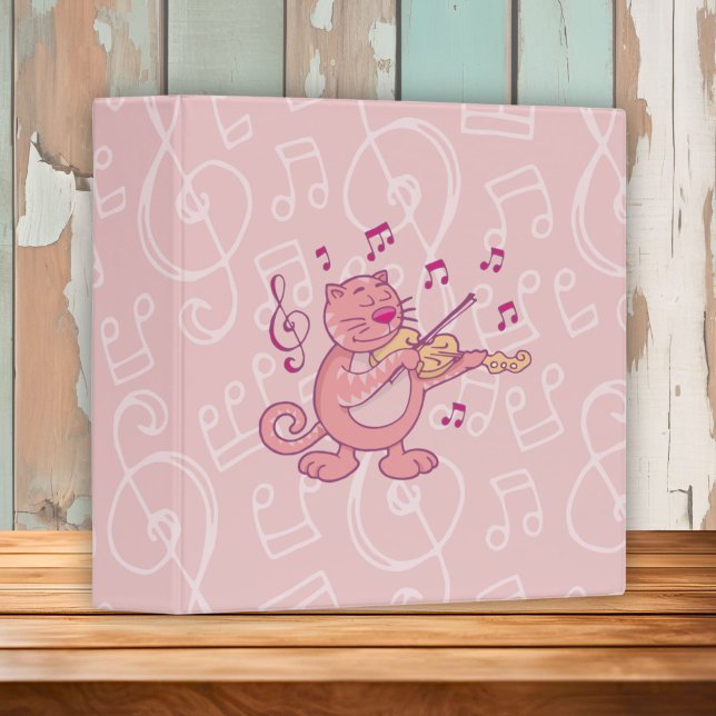 Classeur Chat rose avec violon (Créateur téléchargé)