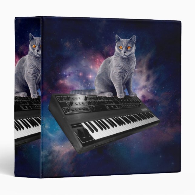 Classeur Chat sur synthétiseur dans l'espace (Devant/Côté)