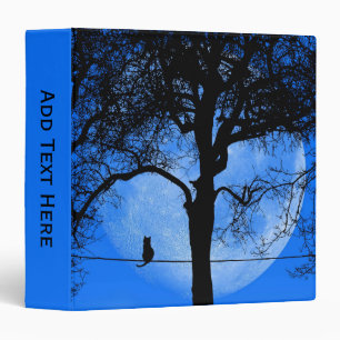Classeur Chat sur un fil bleu lune personnelle