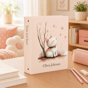 Classeur Chaton mignon personnalisé avec des cœurs