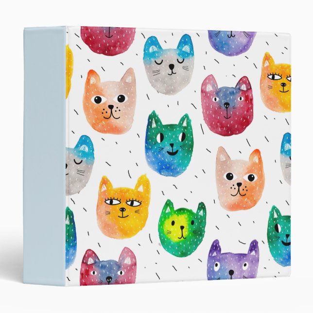 Classeur Chats aquarelles et amis (Devant/Côté)