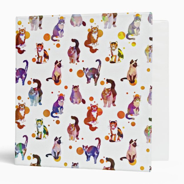 Classeur Chats colorés (Devant/Intérieur)