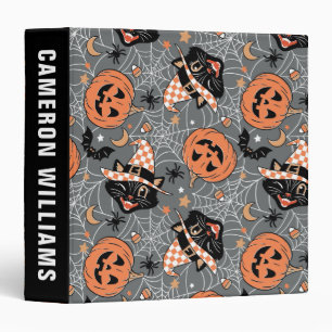 Classeur Chats d'Halloween vintages et Motifs Citrouille