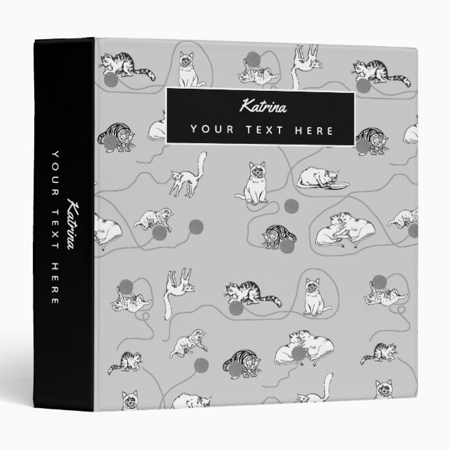 Classeur Chats mignons Jouer et être Motif coquin (Devant/Côté)