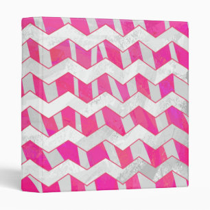 Classeur Chaud rose et blanc Chevron Zebra
