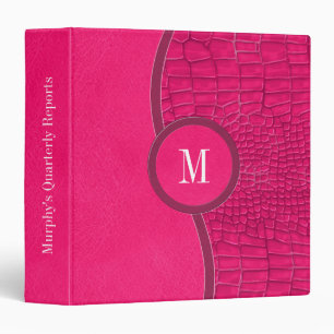 Classeur Chaud rose Faux Cuir Alligator Peau Chic Monogramm