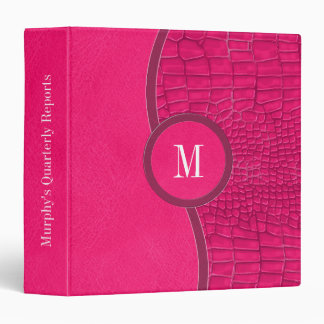 Classeur Chaud rose Faux Cuir Alligator Peau Chic Monogramm