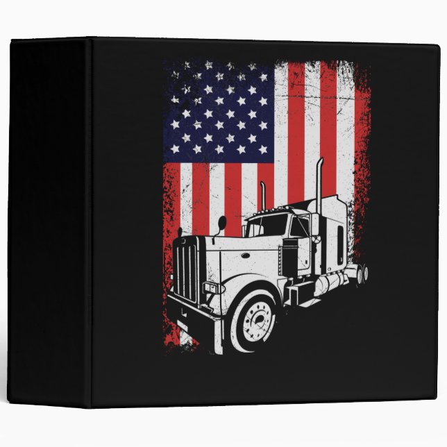 Classeur Chauffeur de camion American Flag Trucker cadeau (Devant/Côté)