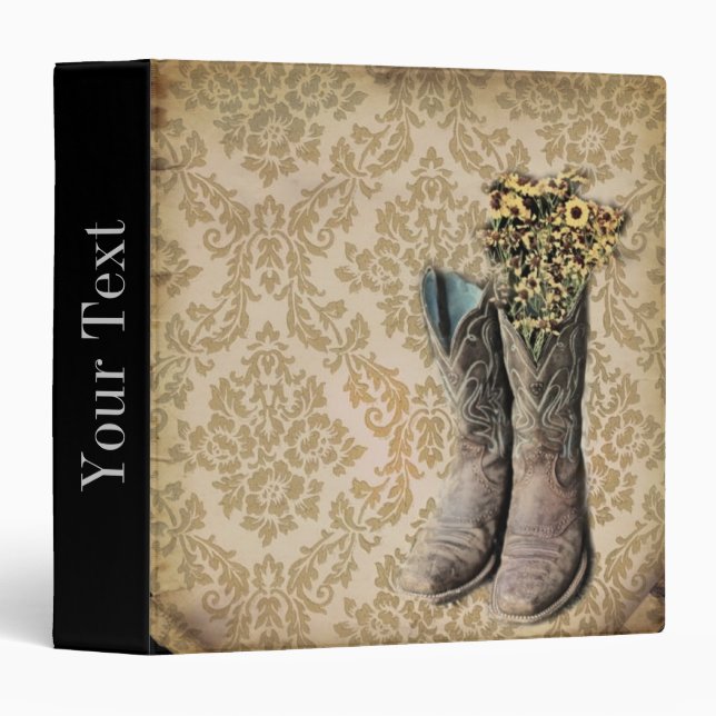 Classeur Chaussures de cow-boy Damask fleur sauvage Western (Devant/Côté)