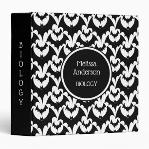 Classeur Chauves-souris noires et blanches Goth Horreur Tex