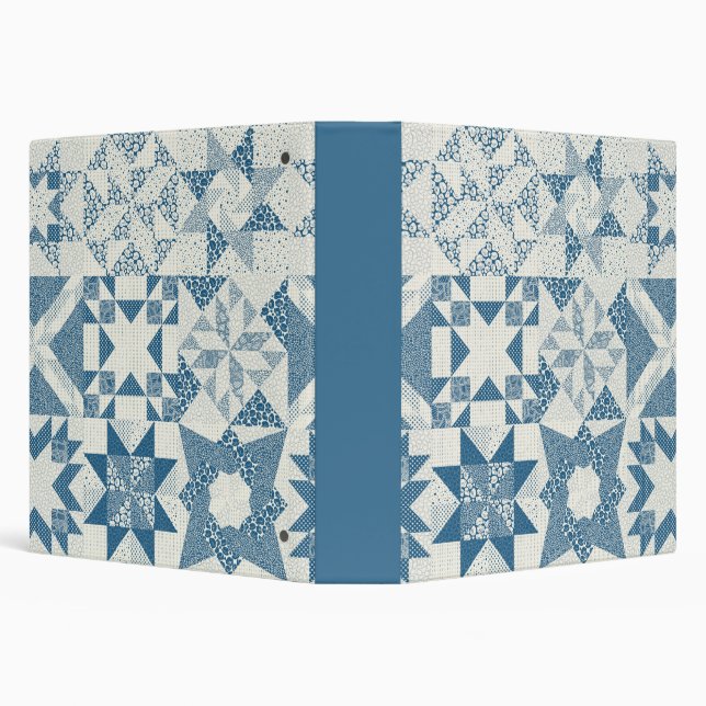 Classeur Cheater Traditionnel Patchwork Stars Quilt Blue (Arrière-plan)