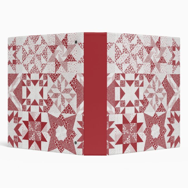 Classeur Cheater Traditionnel Patchwork Stars Quilt Rouge (Arrière-plan)