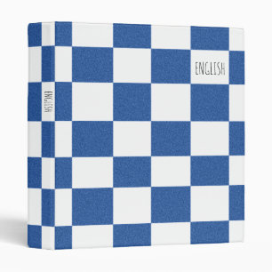 Classeur Checkered d'école - bleu et blanc