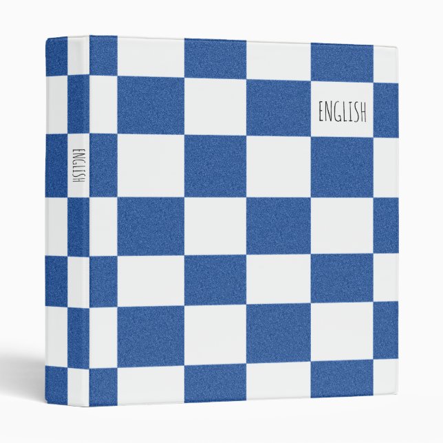 Classeur Checkered d'école - bleu et blanc (Devant/Côté)