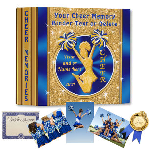 Classeur Cheerleader personnalisé, bleu et or