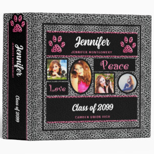 Classeur Cheetah rose et argent Imprimer Photo Paw School