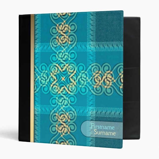 Classeur Chèques + Boucles Motifs Blues+Album jaune / Class (Devant/intérieur)
