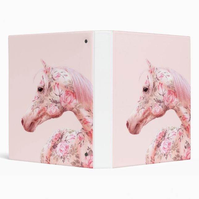 Classeur Cheval à cheval à fleurs roses | Oeuvre esthétique (Arrière-plan)