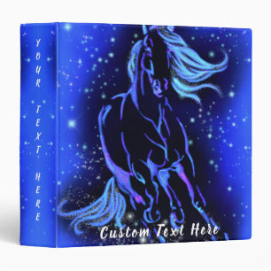 Classeur Cheval Bleu Magique Courant À La Nuit Étincelant