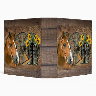 Classeur Cheval Cowboy Boots Wagon Wheels Sunflowers Wester