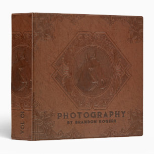 Classeur Cheval gaufré en cuir vintage Brown