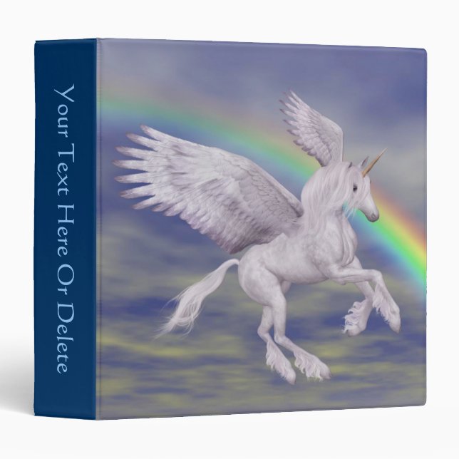 Classeur Cheval Imaginaire arc-en-ciel Unicorn volant (Devant/Côté)