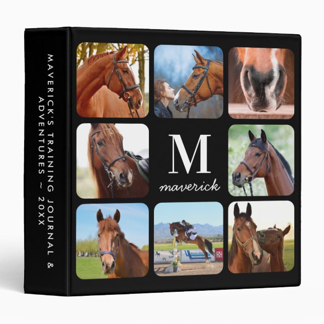 Classeur Cheval Lover Personnalisé Monogramme 11 Photo Coll (Devant/Côté)